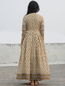 Naaz Block Charm - Hand Block Printed Angrakha Dress With Gathers -  DS11F003