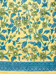 Lime Green Blue Hand Block Printed Cotton Suit-Salwar Fabric With Chiffon Dupatta (Set of 3) - SU01HB351