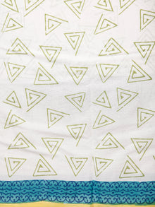 Lime Green Blue Hand Block Printed Cotton Suit-Salwar Fabric With Chiffon Dupatta (Set of 3) - SU01HB351