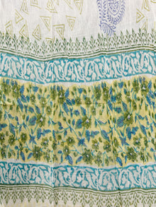 Lime Green Blue Hand Block Printed Cotton Suit-Salwar Fabric With Chiffon Dupatta (Set of 3) - SU01HB351