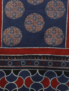 Indigo Maroon Ivory Black Mughal Nakashi Ajrakh Hand Block Printed Cotton Stole - S63170139