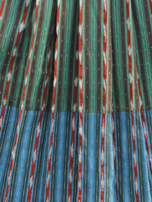 Green Blue Brown Red Ivory  Handwoven Ikat Dress With knife Pleats and Tassels -  D117F738