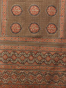 Brown Beige Maroon Black Mughal Nakashi Ajrakh Hand Block Printed Cotton Stole - S63170140