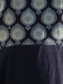 Indigo Green Ivory Hand Block Printed Ajrakh Cotton LongDress - D205F863