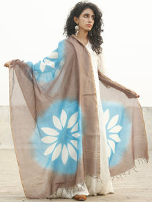 Kashish Sky Blue Chanderi Hand Black Printed & Hand Painted Dupatta - D04170239