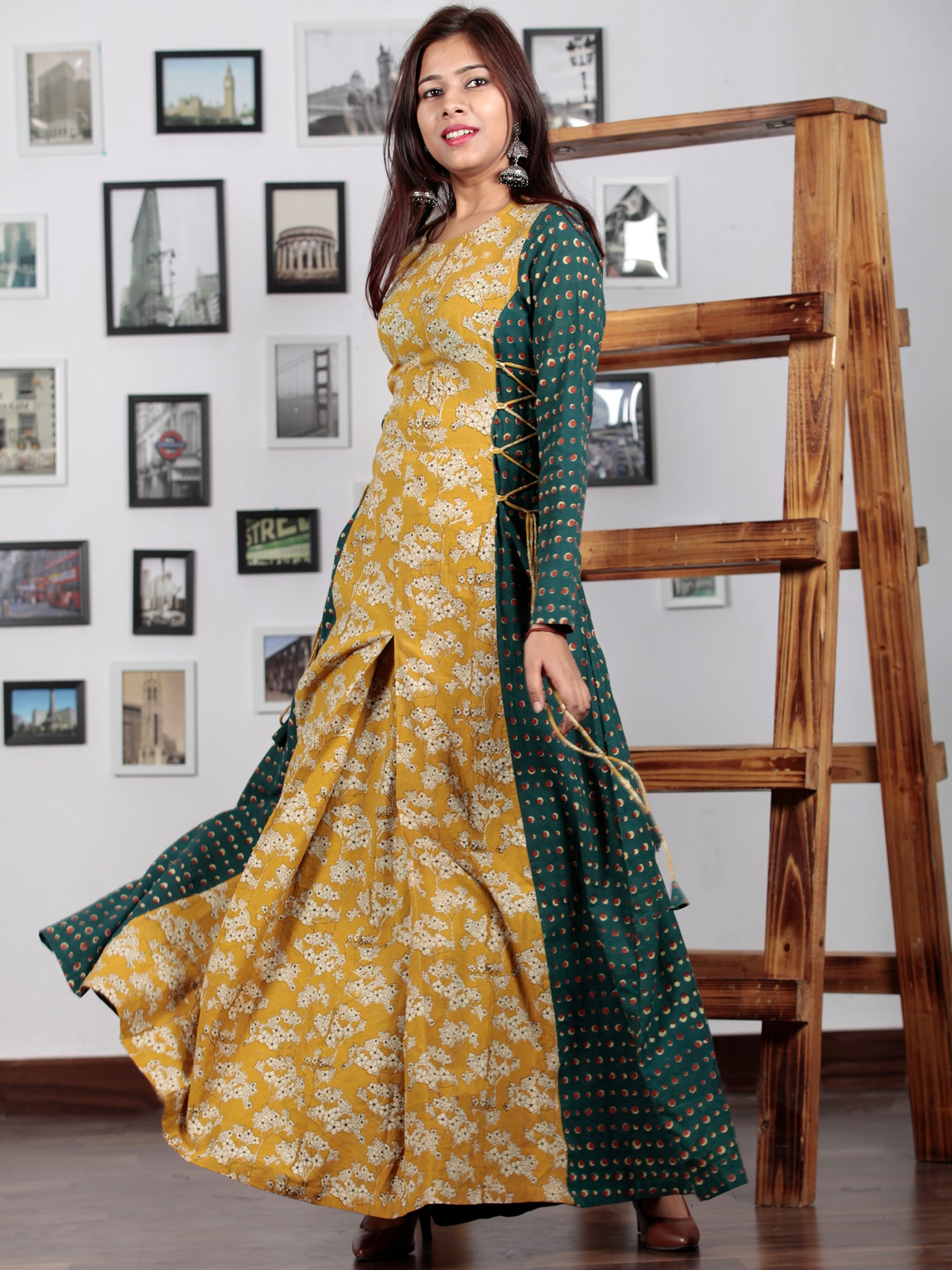 green and rust dress Blythe Floral Plisse Midi Dress main image 0
