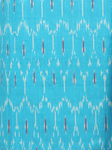 Azure Blue Red Ivory Multi Color Ikat Handwoven Cotton Suit Fabric Set of 3 - S1002033