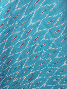 Azure Blue Red Ivory Multi Color Ikat Handwoven Cotton Suit Fabric Set of 3 - S1002033