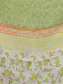 White Yellow Rust Green Hand Block Printed Cotton Suit-Salwar Fabric With Chiffon Dupatta (Set of 3) - SU01HB355