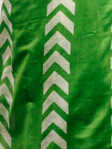 Green White Chanderi Silk Hand Block Printed Saree With Zari Border - S031703184