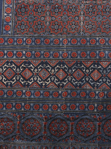 Indigo Maroon Ivory Black Mughal Nakashi Ajrakh Hand Block Printed Cotton Stole - S63170143