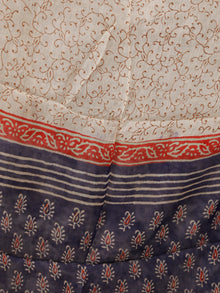Indigo Maroon Beige Hand Block Printed Cotton Suit-Salwar Fabric With Chiffon Dupatta (Set of 3) - SU01HB357