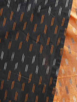 Black Peach Ivory Handwoven Ikat Wrap Dress With Side Pockets  - D120F746