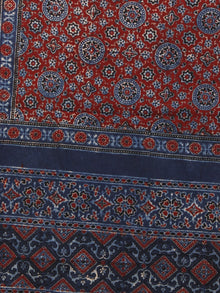 Indigo Maroon Ivory Black Mughal Nakashi Ajrakh Hand Block Printed Cotton Stole - S63170146