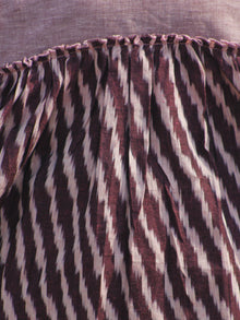 Plum Ivory Hand Woven Ikat Top With Gathers  - T22F914
