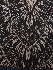 Black Beige Brown Indigo Mughal Nakashi Ajrakh Hand Block Printed Cotton Dupatta - D04170125