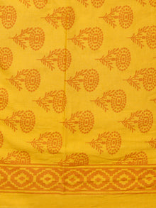 Yellow Green Black White Hand Block Printed Cotton Suit-Salwar Fabric With Chiffon Dupatta (Set of 3) - SU01HB326