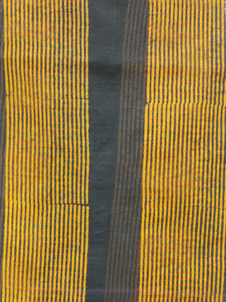 Black Mustard Yellow Chanderi Hand Black Printed & Hand Painted Dupatta - D04170213