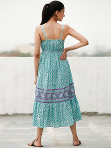Spaghetti Style  - Block Printed Cotton Long Dress  - D370F1913