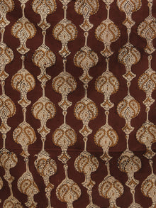 Chocolate Brown Beige Black Long Sleeveless Hand Block Printed Cotton Dress With Knife Pleats & Side Pockets - D3258201