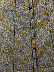 Mustard Yellow Black Beige Hand Block Printed Cotton Shirt Dress - D2446901