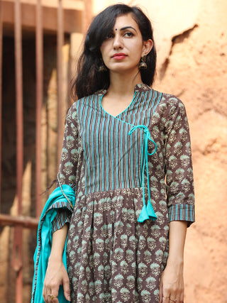 Ajrakh Guldasta - Angrakha Kurta Set With Dupatta - SS01F1869