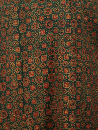 Green Red Yellow Ajrakh Hand Block Printed Kurta in Natural Colors - K65BP0127