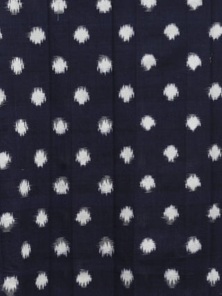 Indigo Ivory Long Sleeveless Handwoven Double Ikat Dress With Knife Pleats & Side Pockets - D32F765