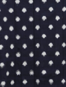 Indigo Ivory Long Sleeveless Handwoven Double Ikat Dress With Knife Pleats & Side Pockets - D32F765