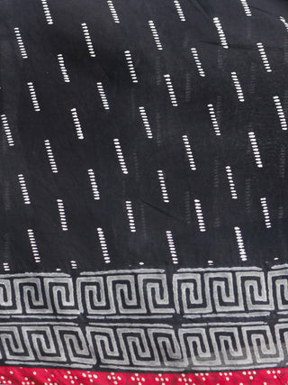 Naaz Afna - Black Ivory Grey  Maroon Hand Block Printed Angrakha Dress With Gathers -  DS19F001