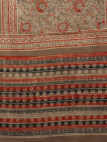 Brown Beige Maroon Black Mughal Nakashi Ajrakh Hand Block Printed Cotton Stole - S63170148