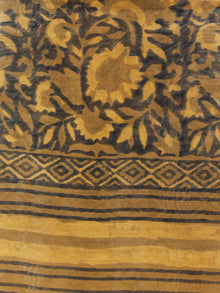Black Mustard Yellow Chanderi Hand Black Printed & Hand Painted Dupatta - D04170246