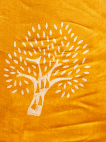 Golden Yellow Ivory Chanderi Silk Hand Block Printed Saree With Zari Border - S031703189