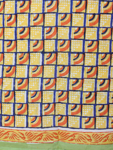 Yellow Orange Ivory Hand Block Printed Cotton Suit-Salwar Fabric With Chiffon Dupatta - S1628155