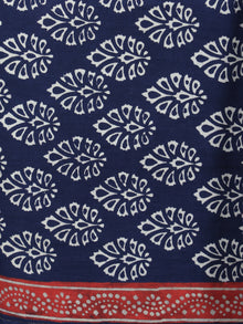 Indigo Ivory Beige Red Hand Block Printed Cotton Suit-Salwar Fabric With Chiffon Dupatta - S1628156