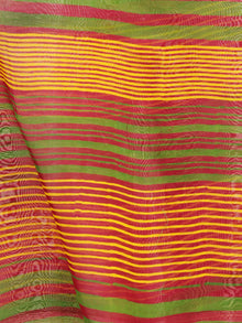 Red Yellow Green Chanderi Hand Black Printed & Hand Painted Dupatta - D04170250
