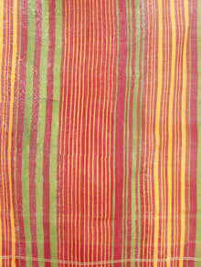 Red Yellow Green Chanderi Hand Black Printed & Hand Painted Dupatta - D04170251