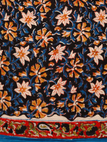 Black Beige Blue Rust Hand Block Printed Cotton Suit-Salwar Fabric With Chiffon Dupatta (Set of 3) - SU01HB368