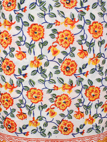 Ivory Yellow Orange Hand Block Printed Cotton Suit-Salwar Fabric With Chiffon Dupatta - S1628159