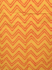 Ivory Yellow Orange Hand Block Printed Cotton Suit-Salwar Fabric With Chiffon Dupatta - S1628159