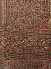 Brown Beige Maroon Black Mughal Nakashi Ajrakh Hand Block Printed Cotton Stole - S63170156