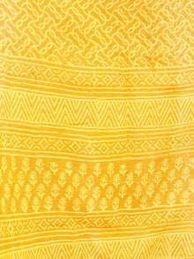 Bright Yellow  Chanderi Hand Black Printed & Hand Painted Dupatta - D04170253