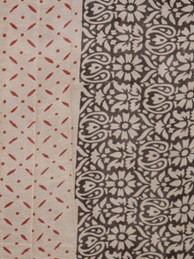 Beige Black Rust Hand Block Printed Cotton Suit-Salwar Fabric With Chiffon Dupatta (Set of 3) - SU01HB370
