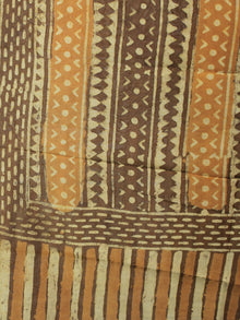 Brown Mustard Ivory Chanderi Hand Black Printed Dupatta - D04170118