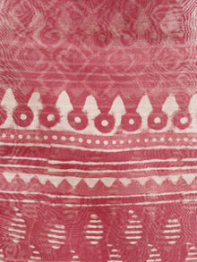 Punch Pink Ivory Chanderi Hand Black Printed & Hand Painted Dupatta - D04170214