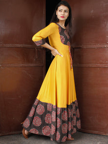 Sun Mood - Hand Block Printed Long Cotton Dress - D350F1818