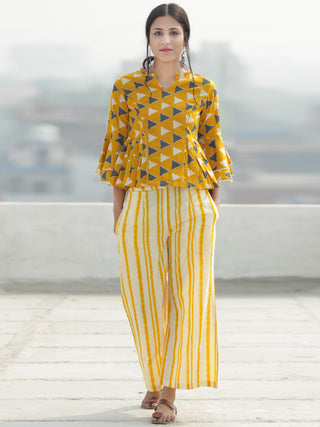 Midhat - Block Printed Coord Set Of Top & Palazzo  - SS02FCCC