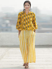 Midhat - Block Printed Coord Set Of Top & Palazzo  - SS02FCCC