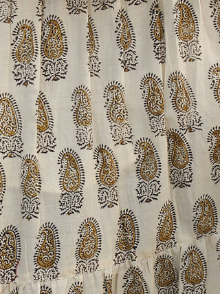 Naaz Beige Mustard Maroon Black Hand Block Printed Tier Dress  -  DS33F001
