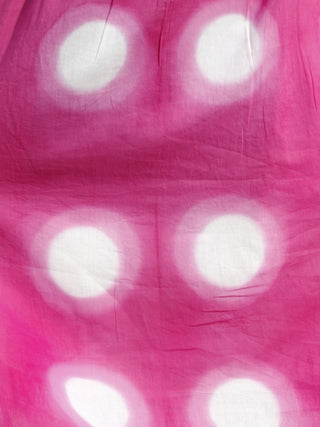 Naaz Dark Pink White Hand Tie Dye Dress With Elasticated Waist And Cold Shoulders - DS27F001